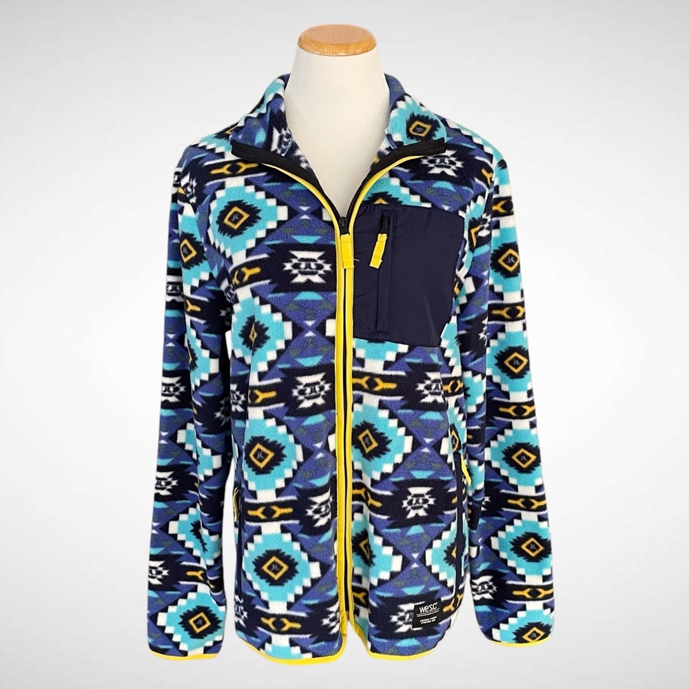 NWT Wesc Moritz Unisex Aztec Polar Fleece Zip-Front Jacket